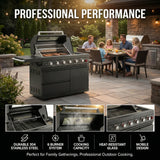 46-Inch 75300 BTU 6-Burners Deluxe Stainless Steel Gas Outdoor Kitchen Barbecue Grill