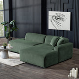 Mar Green Velvet Sectional Sofa with Mid-Century Design - Green