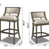 Paris 26.5' Farmhouse Counter Height Bar Stool with Backrest