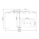 14.8 Ft Double Sided Outdoor Umbrella Rectangular Large with Crank (Dark Green)