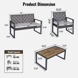4 Piece Patio Furniture Set With Acacia Wood Table Top
