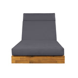 Modern Acacia Wood Outdoor Chaise Lounge with Adjustable Headrest