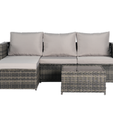 2 Pieces Patio Furniture Set with Woven Sectional and Ottoman