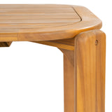 Kaja Outdoor Acacia Wood Dining Table, Teak Finish with Slat Design