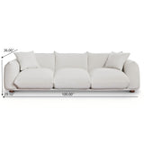 Kely Modern 100'' Cream Boucle Upholstered Sofa