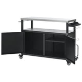 K&K 54.5" Outdoor Kitchen Island with Stainless Steel Tabletop