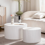 Nesting Coffee Table Set of 2 Round Wooden Tables