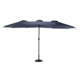 14.8 Ft Double Sided Outdoor Umbrella Rectangular Large with Crank (Navy Blue) (No Base)
