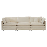 2-Piece Upholstered Living Room Sectional Sofa Set in Beige Chenille