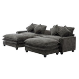 Modern Sectional Sofa With Removable Ottomans, USB Ports
