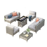 K&K Patio 8-Piece Patio Furniture Set with 43" Fire Pit Table