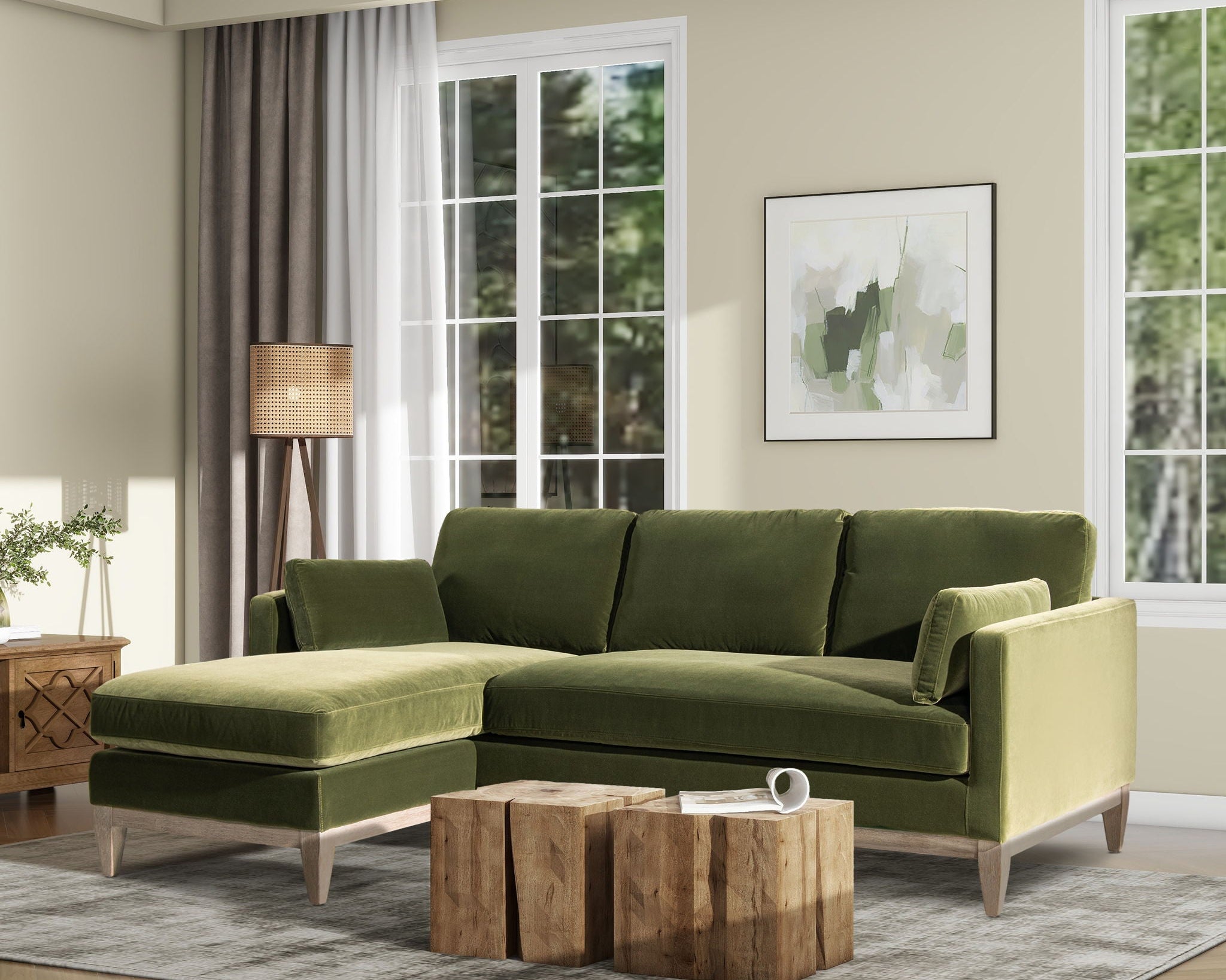 Knox - Modern Farmhouse Reversible Chaise Sectional Sofa