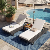 Lounge Chaise Set, Space Available On One Side, Acacia Solid Wood