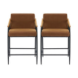 Mid Century Modern Counter Stool Set With Iron Frame