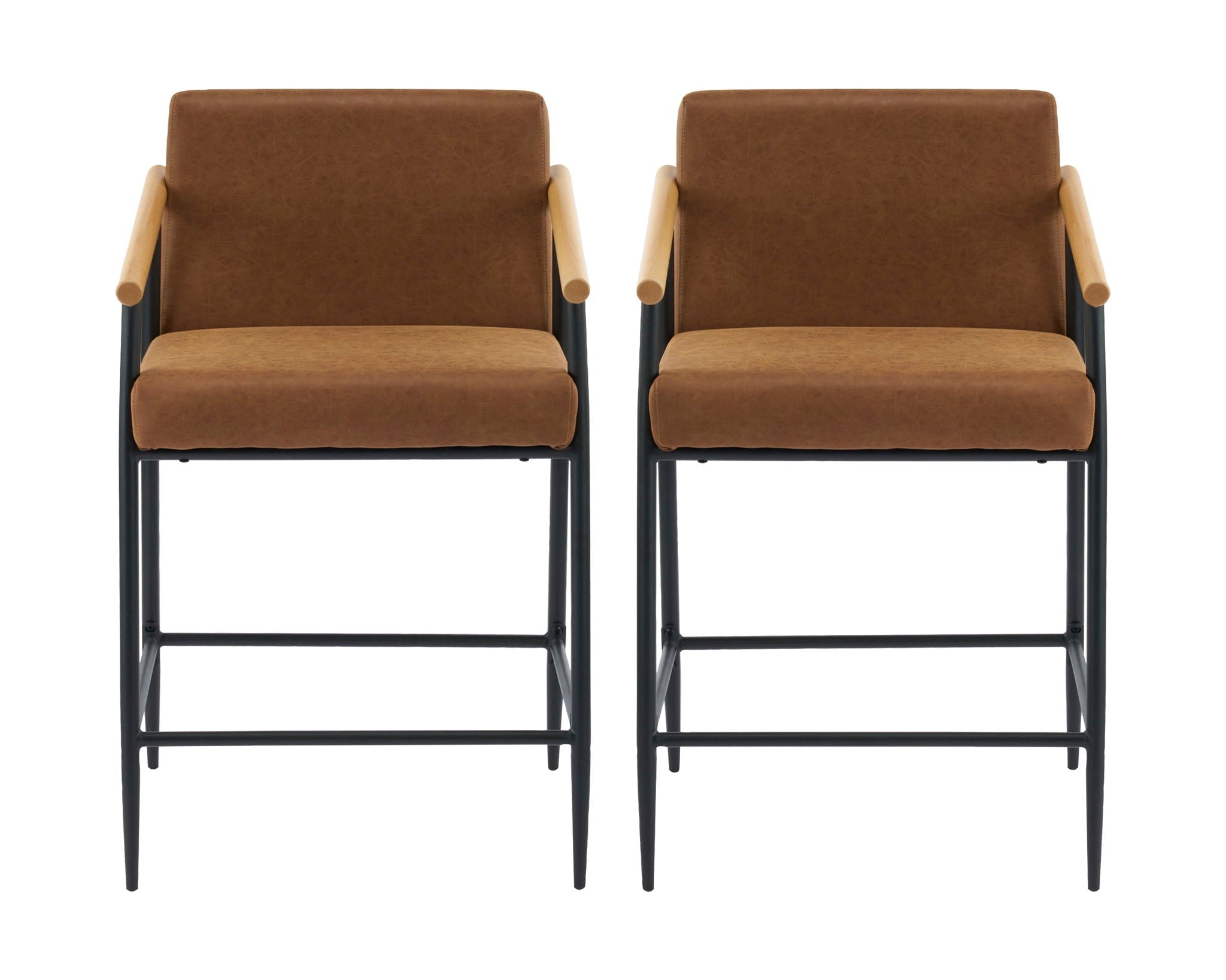 Mid Century Modern Counter Stool Set With Iron Frame