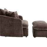 46.1" W Upholstered Oversized Swivel Accent Chair with Ottoman