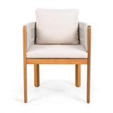 Acacia Wood Outdoor Dining Chairs 2-Pack with Beige Cushions