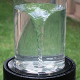 20x20x19.5' Heavy Cement Round Black Ribbed Outdoor Water Fountain with Light (Color Change)