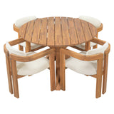 5-Piece Outdoor Acacia Wood Round Dining Set