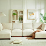 Velora 6-Piece U Shaped Boucle Modular Sectional Sofa with Deep Seating - White