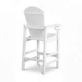 Outdoor Bar Height Adirondack Patio Chair With Cup Holder And Armrests All Weather UV Resistant - White