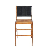 4 Pieces Arly Black Outdoor Bar Stool Solid Acacia Wood and Woven Wicker