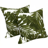 2 Pack Outdoor Throw Pillows, Waterproof & Fade-Resistant Patio Cushions (18x18 Inch, Green Leaf)