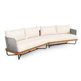 Lucca Outdoor Acacia Wood Rope Woven Sofa Sectional Set with Water-Repellent Cushions