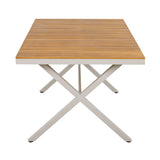 Teak Wood Top Outdoor Table with Steel Frame