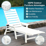 HDPE Chaise Lounge Chair Outdoor, Pool Lounge Chairs with 4-Position Adjustable Backrest, Supports Up to 360 LBS for Patio Poolside Deck Beach Backyard (white)