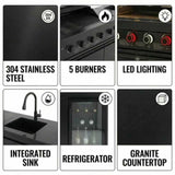 84-Inch Deluxe Stainless Steel Gas Outdoor Kitchen Barbecue Island Grill
