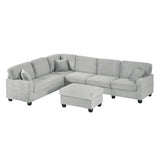 Upholstered U-Shaped Sectional Sofa with Movable Ottoman and Storage Pockets - Multiple Colors