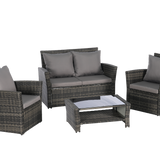 4 Pieces Outdoor Patio Furniture Sets Garden Rattan Chair Wicker Set