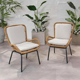 Outdoor Wicker Club Chair With Cushions (Set of 2)