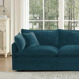 Comfortable Deep Seat Modular 3 Seater Sectional Sofa with Ottomans - Chenille