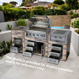 Built-In Outdoor Kitchen LPG Gas Grill 60000 Btu, Drop-In Ice Box With BBQ Tool Set - Silver