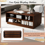 Modern Rectangle Coffee Table with 4 Drawers and 2 Display Shelves