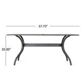 Enchantia Outdoor Rectangular Dining Table with Weave Tabletop and Flared Legs - Copper