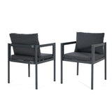 7 Piece Outdoor Dining Set With Table And 6 Chairs - Black / Gray / Teak