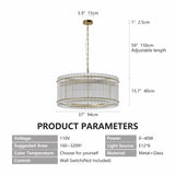 37" Modern Gold Round 8-Light Crystal Chandelier