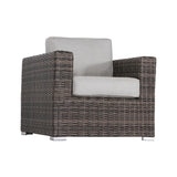 3 Piece Patio Rattan Furniture Set Fire Pit - Brown