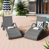 K&K 80" Outdoor Wicker Chaise Lounge Chairs Set of 2