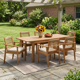 7 Pieces Acacia Wood Outdoor Dining Set with Cushions