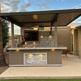 KoKoMo Bermuda Kitchen BBQ Island with Built-In TV, Fire Pit & Bar for Ultimate Outdoor Entertaining