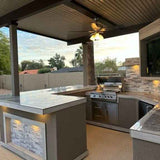 KoKoMo Bermuda Kitchen BBQ Island with Built-In TV, Fire Pit & Bar for Ultimate Outdoor Entertaining
