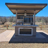 KoKoMo Baja Outdoor Kitchen with 12x12 Patio Cover – Complete Modular BBQ Island with Grill, Fridge & Bar Seating