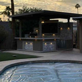 KoKoMo Bermuda Kitchen BBQ Island with Built-In TV, Fire Pit & Bar for Ultimate Outdoor Entertaining