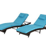 Outdoor Wicker Chaise Reclining Chair Set of 2
