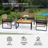 4 Piece Patio Furniture Set With Acacia Wood Table Top