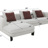 Mardi Tweed Sectional Sofa With 3 Pillows - Maroon / Beige